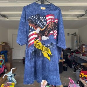 The Mountain short Sleeve Shirt - Blue with Eagle and Flag - Support our Troops